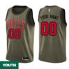 Youth's Custom Chicago Bulls Swingman Green Salute to Service Jersey - Replica