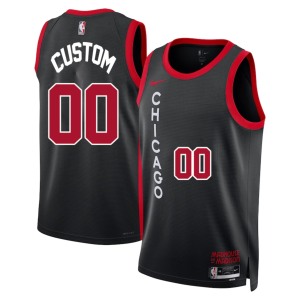 Chicago Bulls Nike Unisex 2023-24 Custom Swingman Jersey - Black - City Edition - Replica