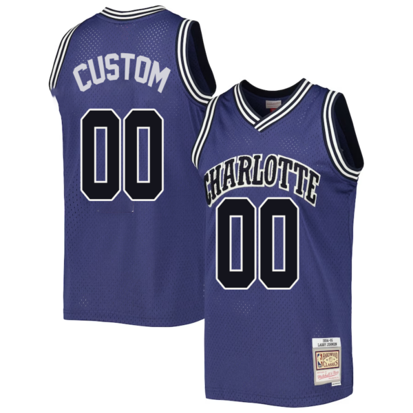 Custom Charlotte Hornets Mitchell _ Ness Hardwood Classics Off-Court Swingman Jersey - Purple - Replica