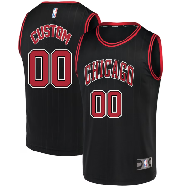 Custom Chicago Bulls Branded Fast Break Replica Player Jersey - Statement Edition - Black