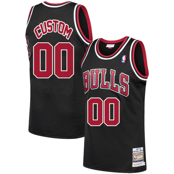 Custom Chicago Bulls Mitchell _ Ness 1997-98 Hardwood Classics Authentic Player Jersey - Black - Replica