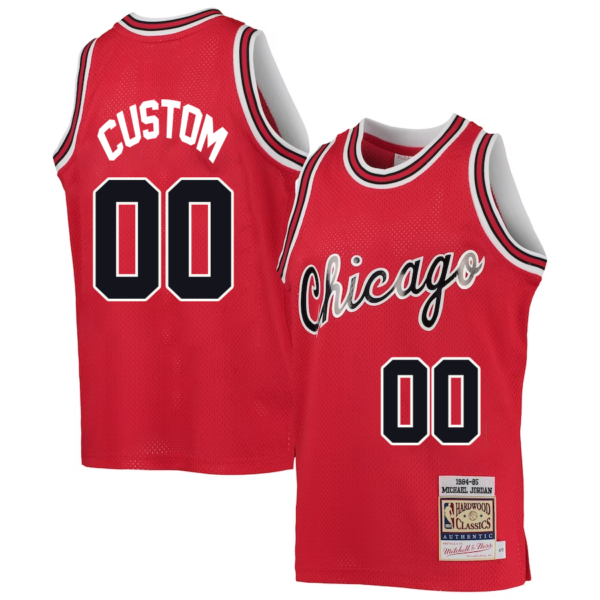 Custom Chicago Bulls Mitchell _ Ness Youth 1984-85 Hardwood Classics Authentic Jersey - Red - Replica