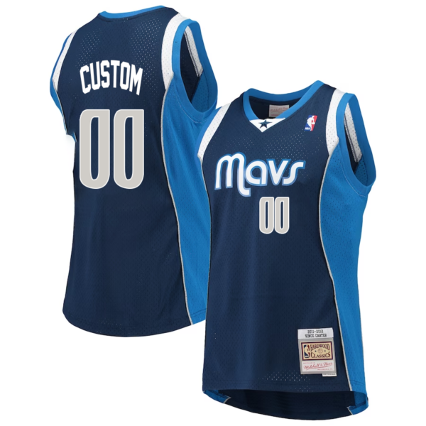 Custom Dallas Mavericks Mitchell _ Ness Hardwood Classics Swingman Jersey - Navy - Replica