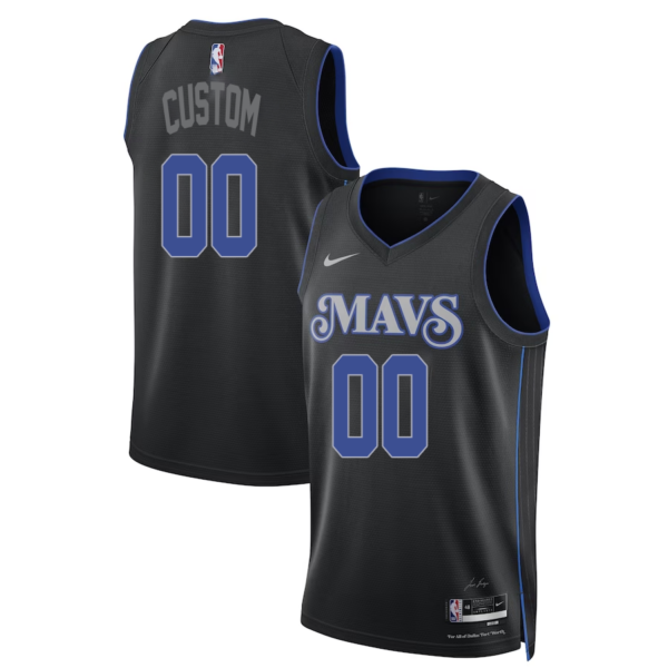 Custom Dallas Mavericks Nike Unisex 202324 Swingman Jersey - Black - City Edition - Replica