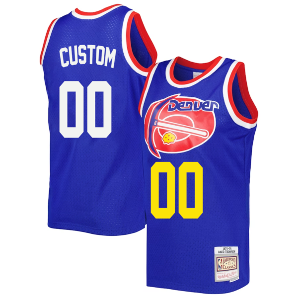 Custom Denver Nuggets Mitchell _ Ness Hardwood Classics 1975-76 Swingman Jersey - Royal - Replica