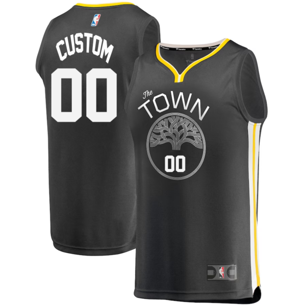 Custom Golden State Warriors Branded Youth Player Jersey - Statement Edition - Charcoal - Replica