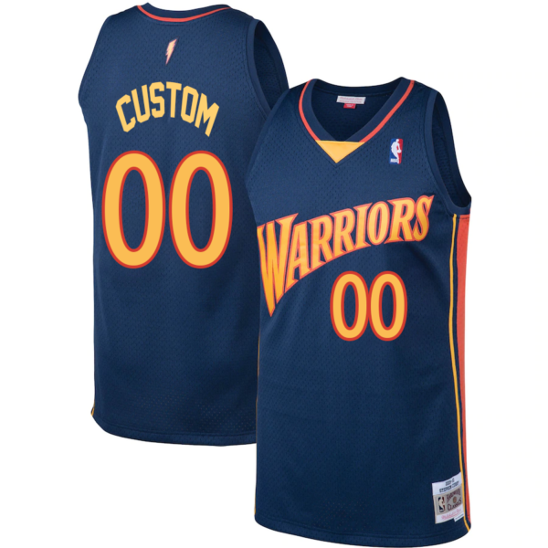 Custom Golden State Warriors Mitchell _ Ness Big _ Tall Hardwood Classics Jersey - Navy - Replica