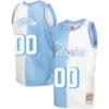 Custom Los Angeles Lakers Mitchell _ Ness Hardwood Classics 1996-97 Split Swingman Jersey - Powder Blue-White - Replica