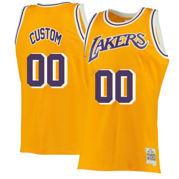 Custom Los Angeles Lakers Mitchell _ Ness Hardwood Classics Swingman Jersey - Gold - Replica