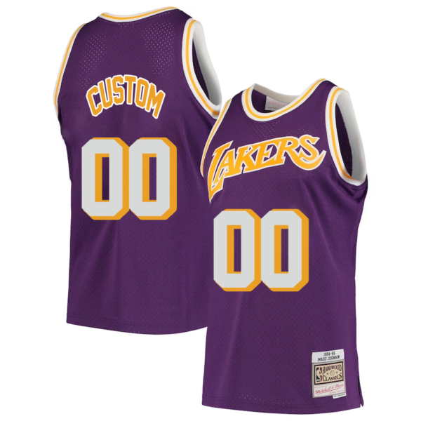 Custom Los Angeles Lakers Mitchell _ Ness Hardwood Classics Swingman Jersey - Purple - Replica