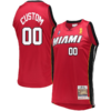 Custom Miami Heat Mitchell _ Ness 2005-06 Hardwood Classics Authentic Jersey - Red -