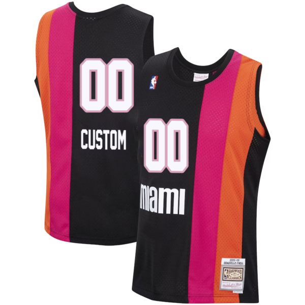 Custom Miami Heat Mitchell _ Ness Hardwood Classics Swingman Jersey - Black - Replica