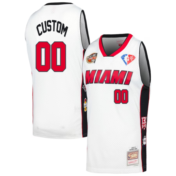 Custom Miami Heat Mitchell _ Ness Unisex Hall of Fame Class of 2023 Throwback Swingman Jersey - White - Replica