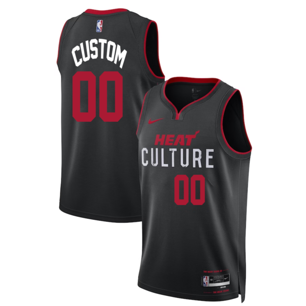 Custom Miami Heat Nike Unisex 2023-24 Swingman Jersey - Black - City Edition - Replica