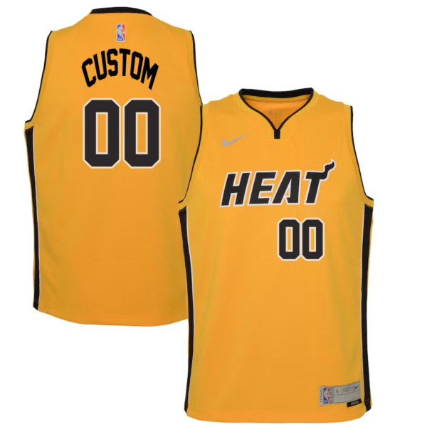 Custom Miami Heat Nike Youth 2020-21 Swingman Player Jersey Trophy Gold - Earned Edition - Replica