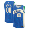 Custom Milwaukee Bucks Branded Unisex 2023-24 Fast Break Jersey - Royal - City Edition - Replica