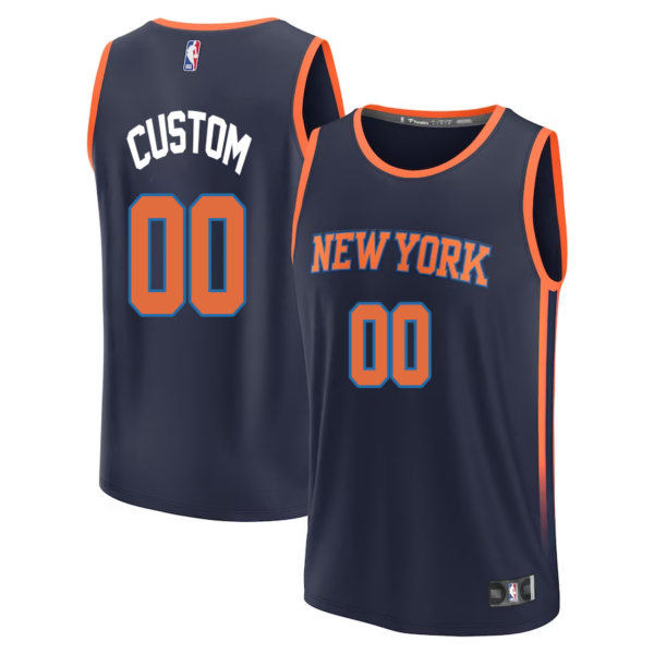 Custom New York Knicks Branded Fast Break Replica Player Jersey - Statement Edition - Navy