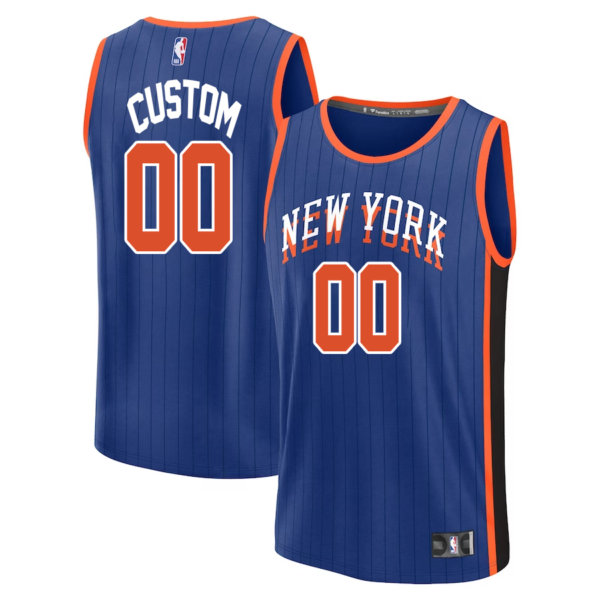 Custom New York Knicks Branded Unisex 2023-24 Fast Break Jersey - Blue - City Edition - Replica