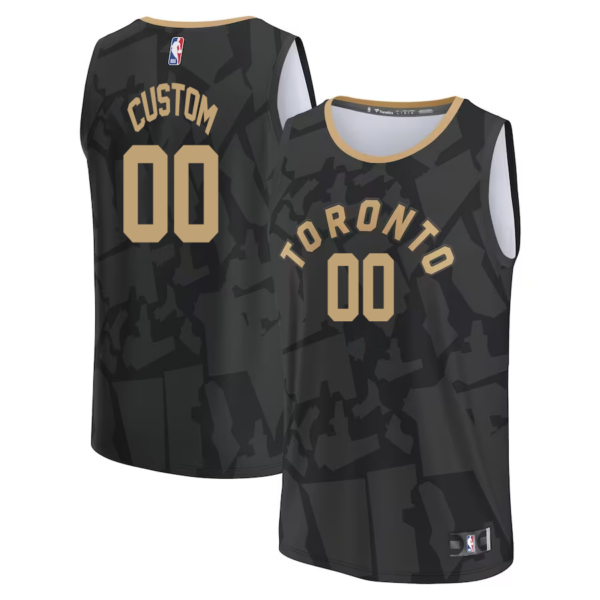 Custom Toronto Raptors Branded Youth Fastbreak Jersey - City Edition - Black - Replica