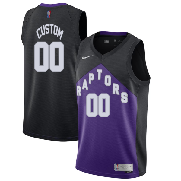 Custom Toronto Raptors Nike 2020-21 Swingman Player Jersey Black Purple - Earned Edition - Replica