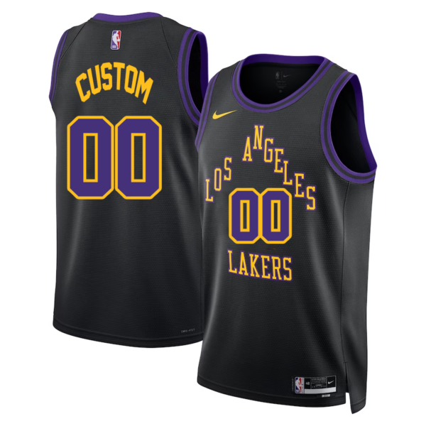 Los Angeles Lakers Nike Unisex 2023-24 Custom Swingman Jersey - Black - City Edition - Replica