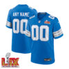 Men Custom Super Bowl LIX Detroit Lions Home Game Jersey – Blue – Replica