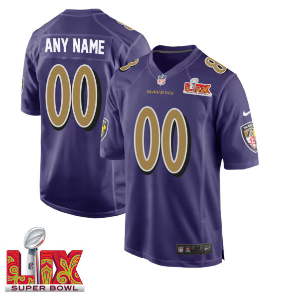 Men’s Custom Baltimore Ravens Super Bowl LIX Alternate Jersey – Replica