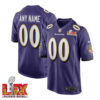 Men’s Custom Baltimore Ravens Super Bowl LIX Purple Home Jersey – Replica