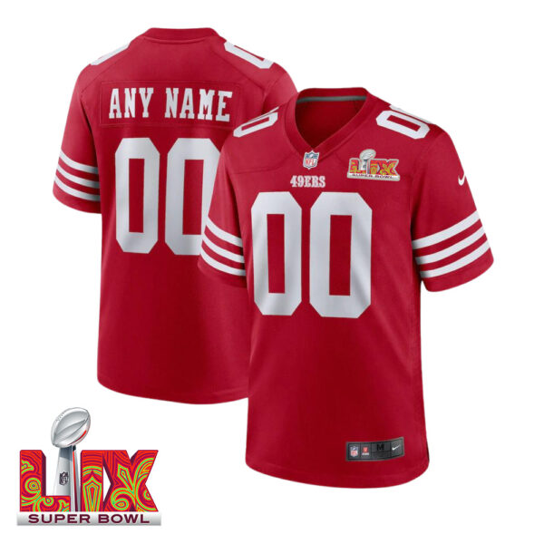 Men’s Custom San Francisco 49ers Super Bowl LIX Home Game Jersey – Replica