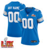 Woman Custom Super Bowl LIX Detroit Lions Home Game Jersey – Blue – Replica