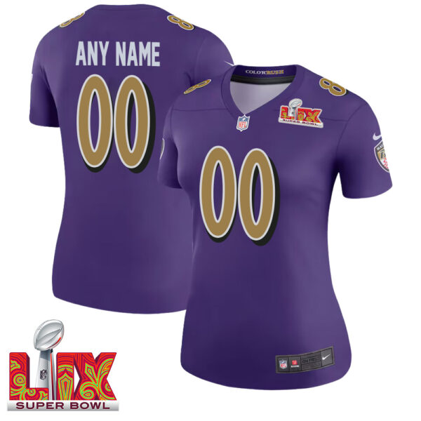 Woman’s Custom Baltimore Ravens Super Bowl LIX Alternate Jersey – Replica