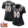 Woman’s Custom Baltimore Ravens Super Bowl LIX Black Away Jersey –