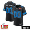 Youth Custom Super Bowl LIX Detroit Lions Alternate Game Jersey – Black – Replica