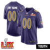 Youth’s Custom Baltimore Ravens Super Bowl LIX Alternate Jersey –